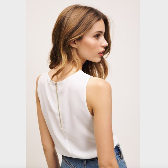 Dynamite Zipper Back Tank WHITE W/PINK FLORAL - Picture 5 of 12